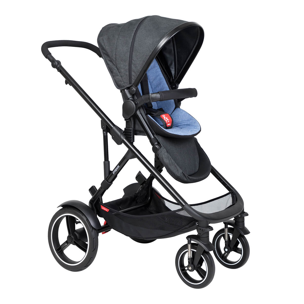 voyager modular buggy in toddler mode with sky blue fabric line