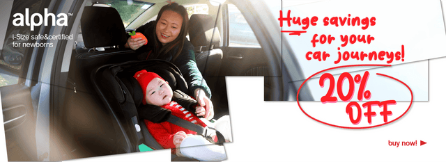 Mum trying to get child's attention as he sits rear facing strapped into an alpha carseat with i-Size safe and certified fro newborns now with 20% OFF - philandteds