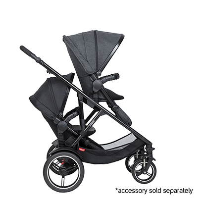 phil&teds voyager modular adaptable buggy for 1 child or twins or siblings riding modes_charcoal