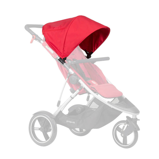 phil&teds dash 2015-2019 sunhood in black on dash buggy in red 3 qtr view_red