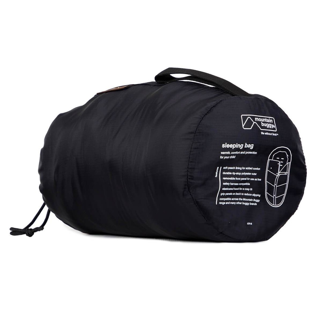 Mountain Buggy durable soft peach lined sleeping bag fully packed in colour grid_grid