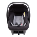 alpha infant car seat shown from the front, with handle in the upright carrying position, showing the cushioning grey marl liner